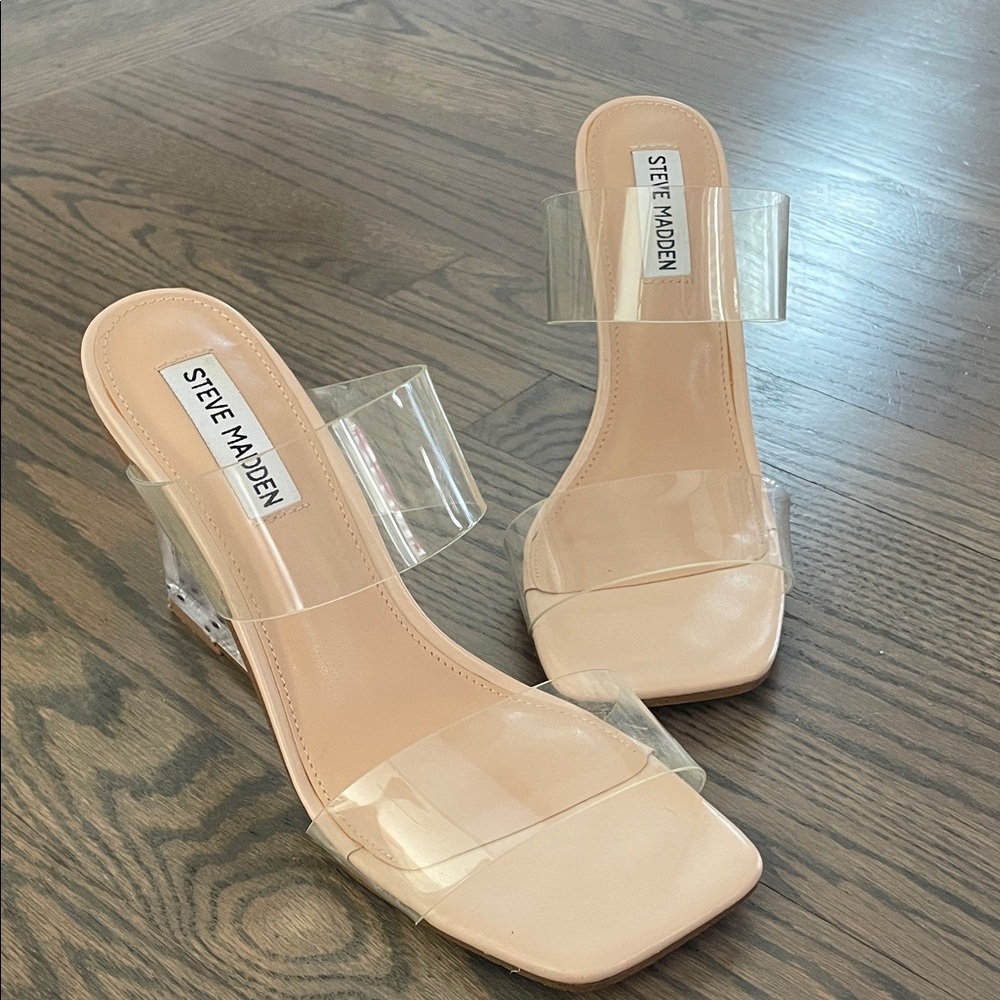 Summer Style Steve Madden Women's Transparent and Beige Heels